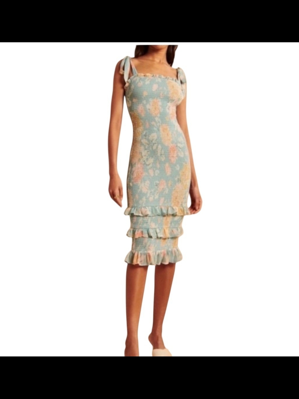 Abercrombie & Fitch Tiered Smocked Floral Midi Dress –‎ Size XL